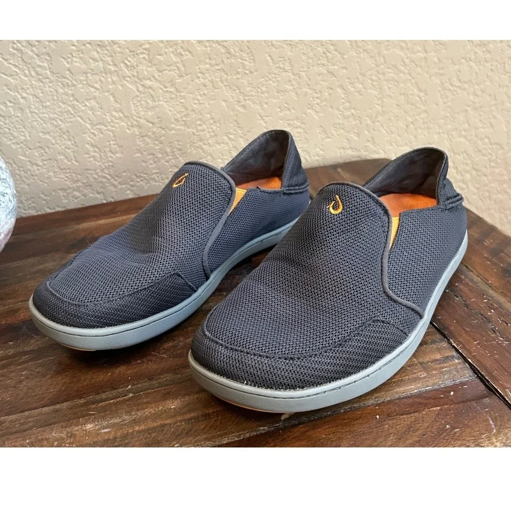 OluKai Nohea Mesh‎ Slip On Shoes Mens 8.5 Gray Casual Loafers